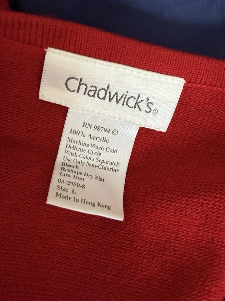 Maxi Vestido Envolvente Suéter Chadwick's De Colección Talla L Manga Larga Rojo Foto 2 de 4