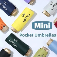 Mini Sun Umbrella Small Pocket Rain Travel Umbrella Vinyl Folding Umbrella UV Pr