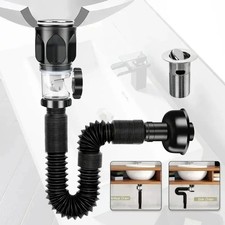 Stainless Steel Basin Drain Pipe Set Sink Waste Pipe Wall Drain Kit