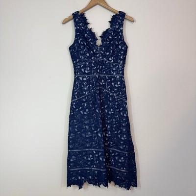 VINEYARD VINES Kentucky Derby Navy Blue Floral Lace V-Neck Midi Dress Size  0 NWT | eBay