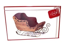 Lenox Hosting The Holidays Wood Sleigh Serving Centerpiece  11.5”