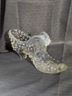 READ FLAW Fenton ClearGlass Ashtray Slipper Shoe Opalescent Hobnail Cat head MCM