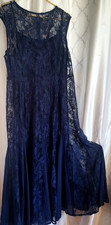 Flycurvy Gown Woman Blue L Lace Sheer Sleeveless formal NWT