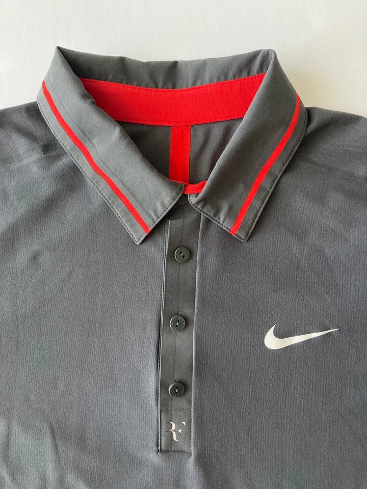 Nike Roger Federer RF Trophy 2011 US Open Tennis Polo Shirt M Gray 424943-060 - Image 4 of 4