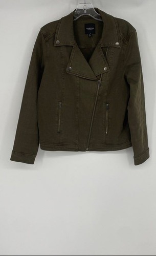 Liverpool Womens Green Denim Long Sleeve Full-Zip Motorcycle Jacket Size L