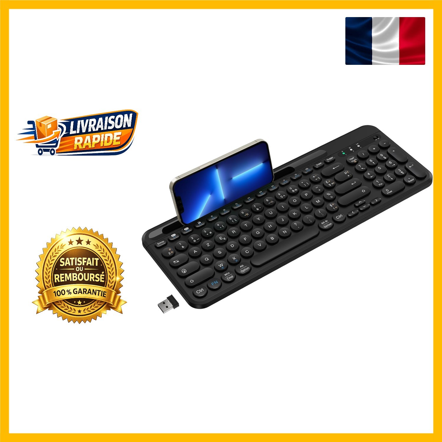 Clavier sans fil ergonomique Cimetech pour travailler sur tablette au bureau