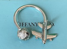 Tiffany  Co. Aviation Airplane World Globe SS .925 KeyChain KeyRing KeyHolder