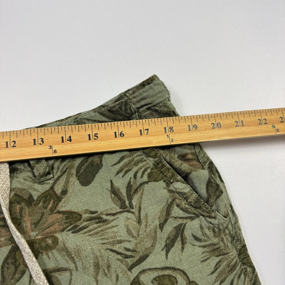 Pantalones Cortos Lucky Brand Para Hombre 34 Verde Floral Mezcla de Lino Cordón Informal 7MD2165 Foto 3 de 4