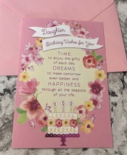 Birthday Daughter WITH TRACKING Wishes For You 5”.5”x8” Hallmark Greeting Card