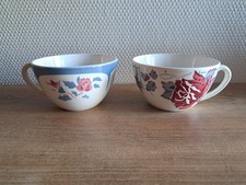 2 Tasse Digoin Sarreguemines Model Ninette Et Rose