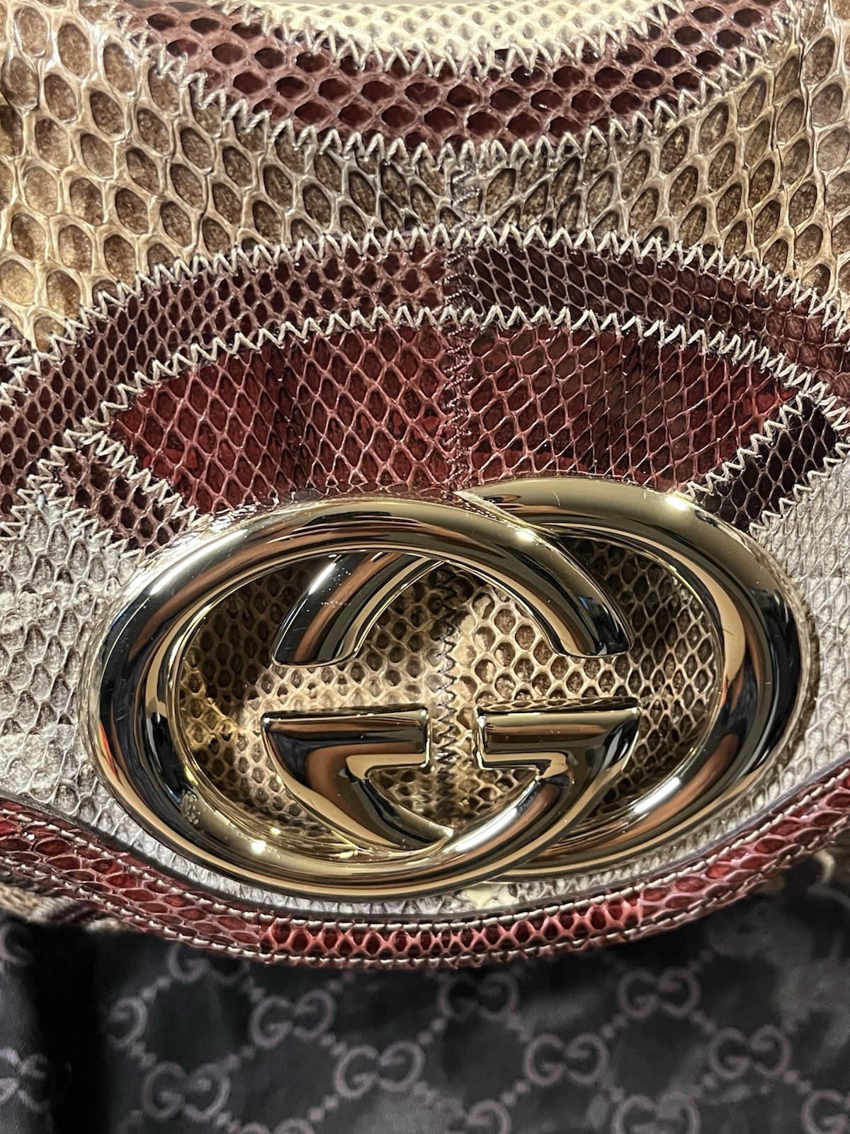 Authentic Gucci Interlocking G Britt  Python Bag … - image 11