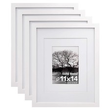 11x14 Picture Frames Set of 4, Made of Solid Wood Covered by Plexiglass 5x7 a...