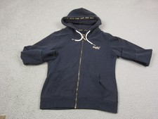Vintage Superdry Hoodie Womens 12 Blue Full Zip Fleece Ladies Sweatshirt 90s