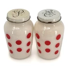 Vintage Fire King Anchor Hocking Red Polka Dot Salt and Pepper Shakers