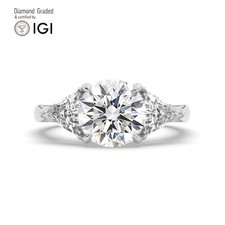Round Diamond Trilogy Ring 18k White Gold Labgrown 4.65 Ct Solitaire