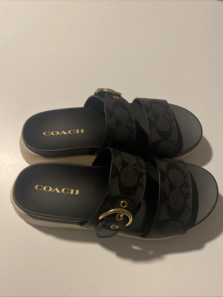 Красивые черные сандалии Coach GWEN SIG C8925 ЧЕРНЫЕ CC704. Размер 7,5 B - Изображение 4 из 4