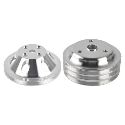 1&3 Groove Aluminum Long Water Pump Pulley For Small Block Chevy SBC 327 350 383