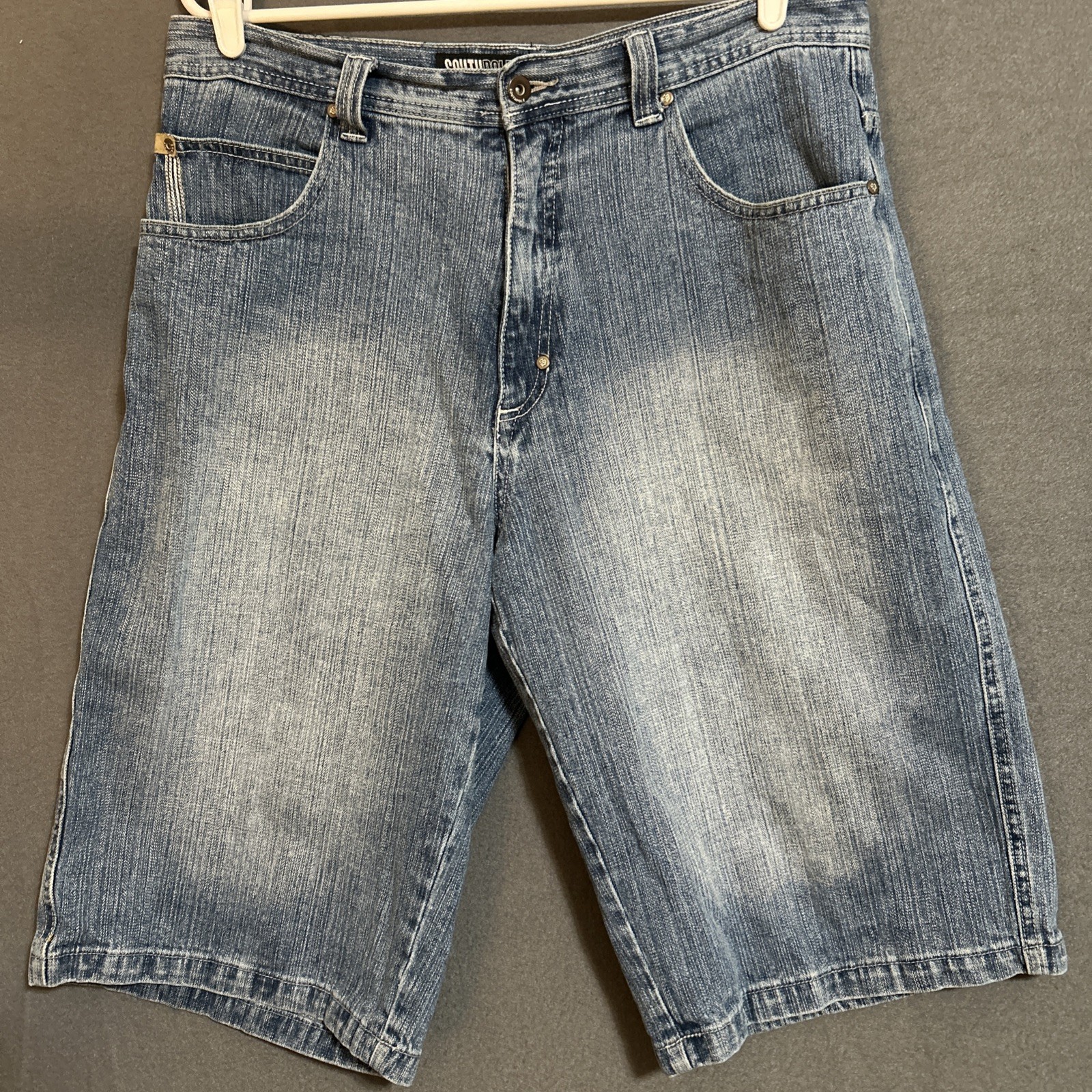Southpole Mens Denim Shorts Size 36 Blue Skater Baggy Relaxed Fit Jean Y2K