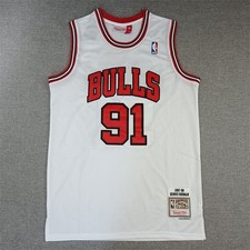 Dennis Rodman 91 Stitched Retro White SportShirt Adult Size: S-XXL