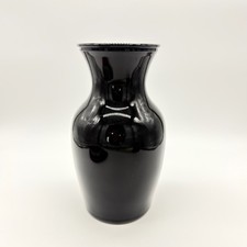 Vtg Fenton Amethyst Black Glass Vase w/Pressed Design 10" Tall Minor Scratches 
