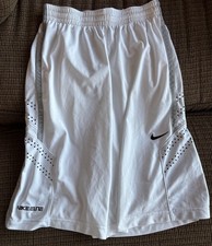 Nike Elite Mens Dri Fit Basketball Shorts White Gray Black Med - EUC 