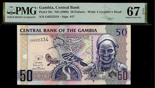 Gambia 50 Dalasis 2006 PMG 67 EPQ UNC P#28c, Series G, Top Grade