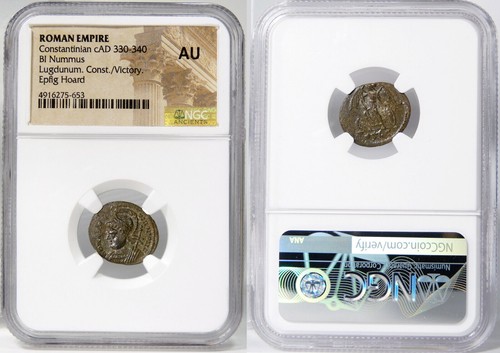 Constantine the Great Coin RARE++ R4 in RIC Epfig Hoard. NGC AU Constantinopolis - Picture 2 of 12