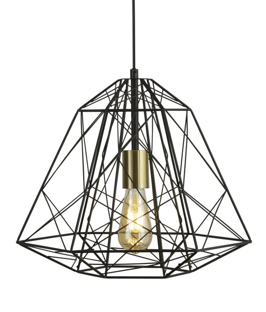 Ceiling Light Black Geometric Cage Matt Searchlight 7271BK