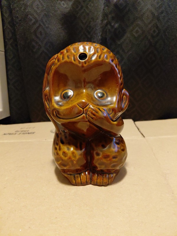 **Vintage**Hear/Speak No Evil**Monkey** Tiki **Cocktail**Mug/W Straw Hole**