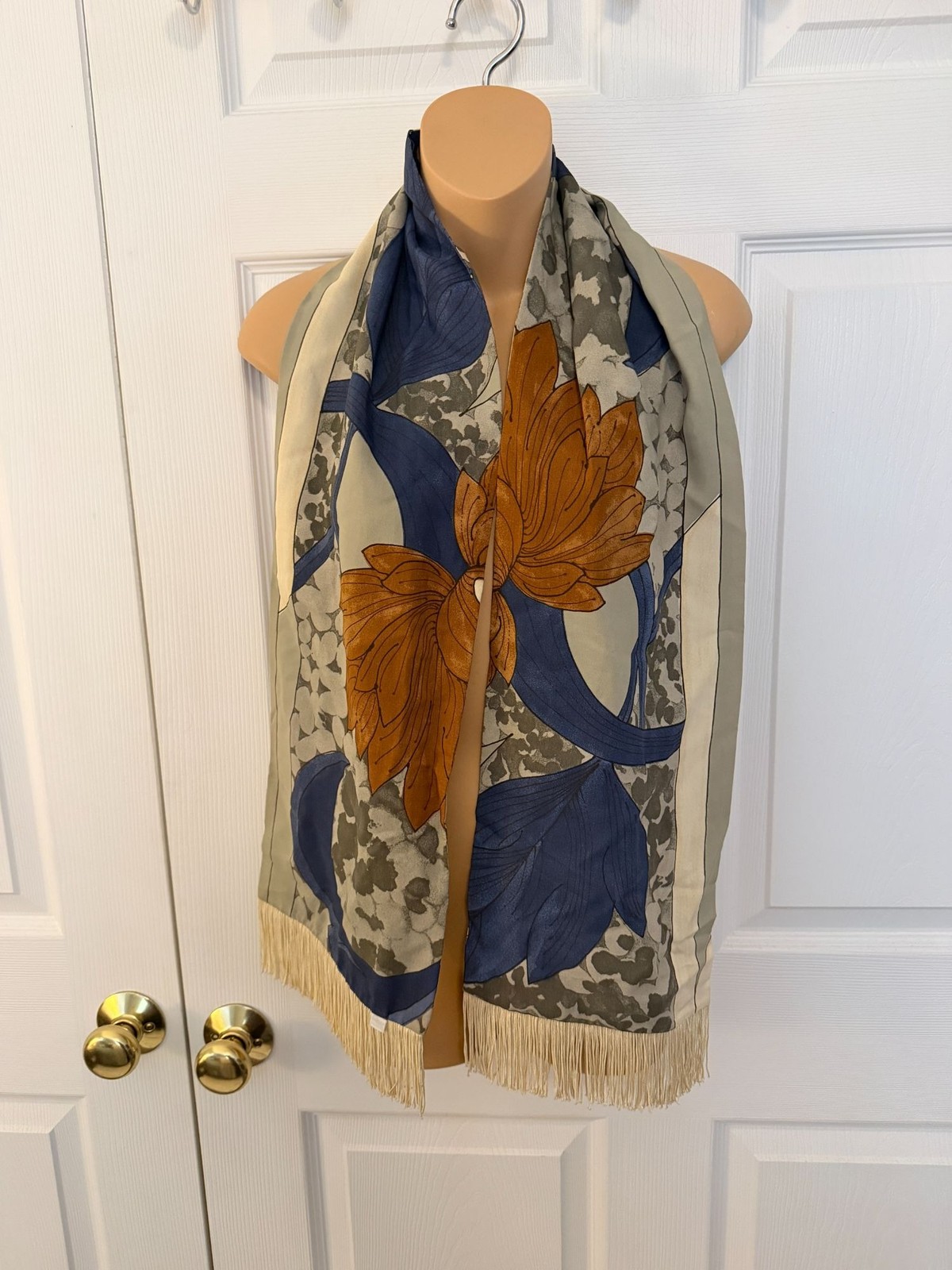 Fringed Rectangular Scarf Reversible Two Differen… - image 1
