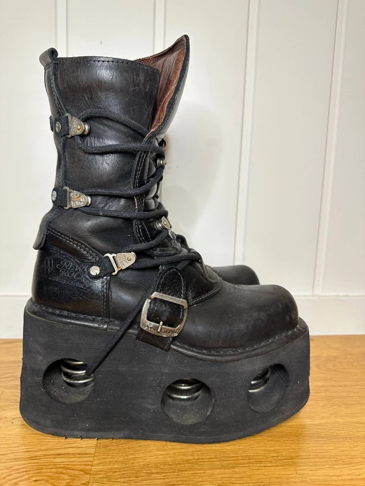 Vintage 90s New Rock Very Rare Neptuno Platform Boots Shoes - Image 2 of 4