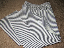 Vintage Men Disco 70 s Flare Bell Bottom Pant Polyester White Grey Stripe 34x28