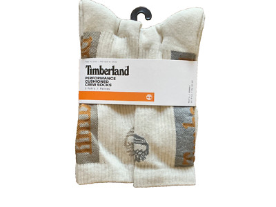 TIMBERLAND 5 Pair Tan Performance Cushioned CREW SOCKS Mens SIZE LARGE 9-12 NEW
