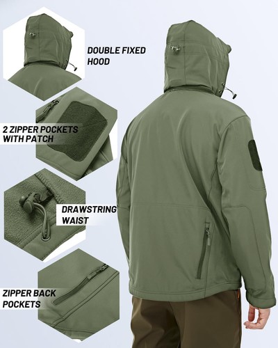 Men's Waterproof Tactical Soft Shell Jacket Coat Army Windbreaker Outdoor Hiking - Picture 58 of 96