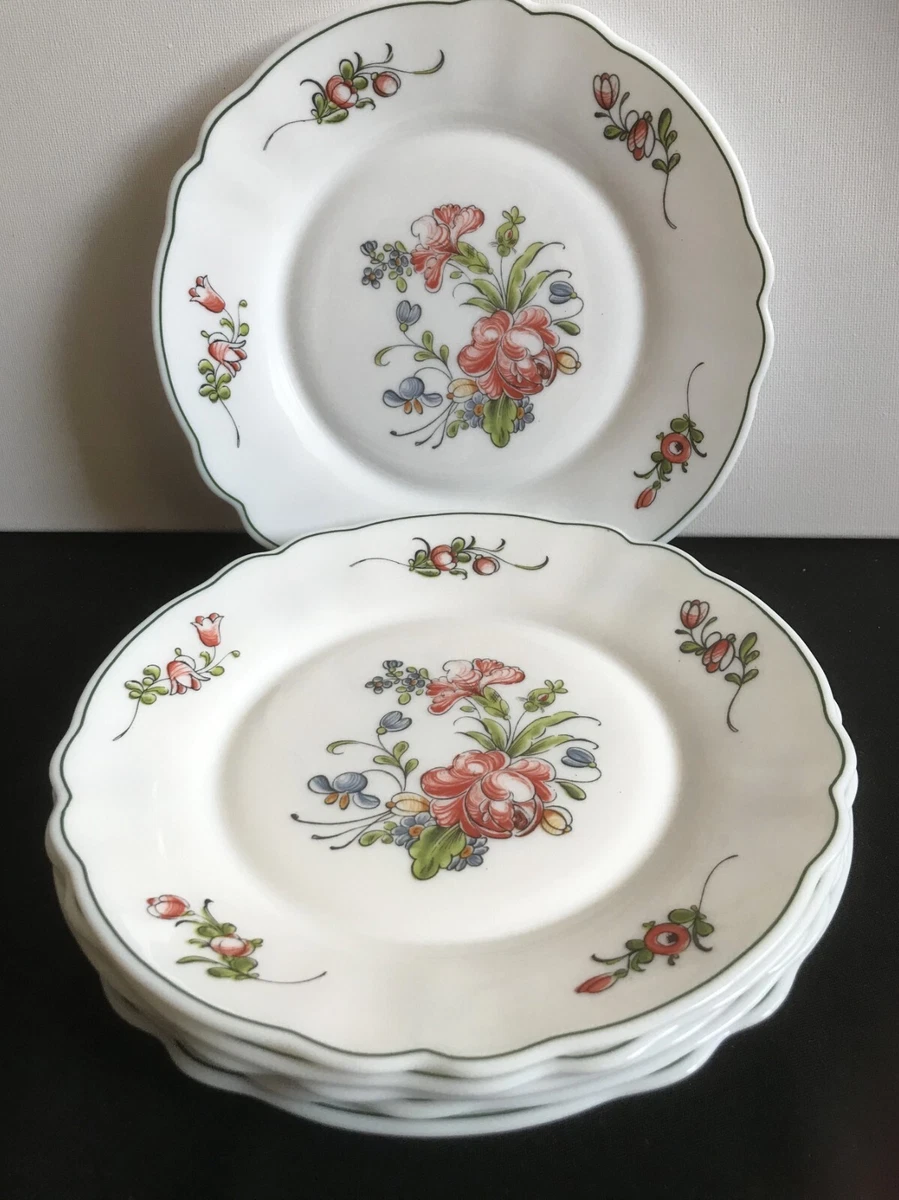 Lot De 5 Assiettes Creuses Arcopal Vintage - Décor Champêtre Années 70 - Blanc