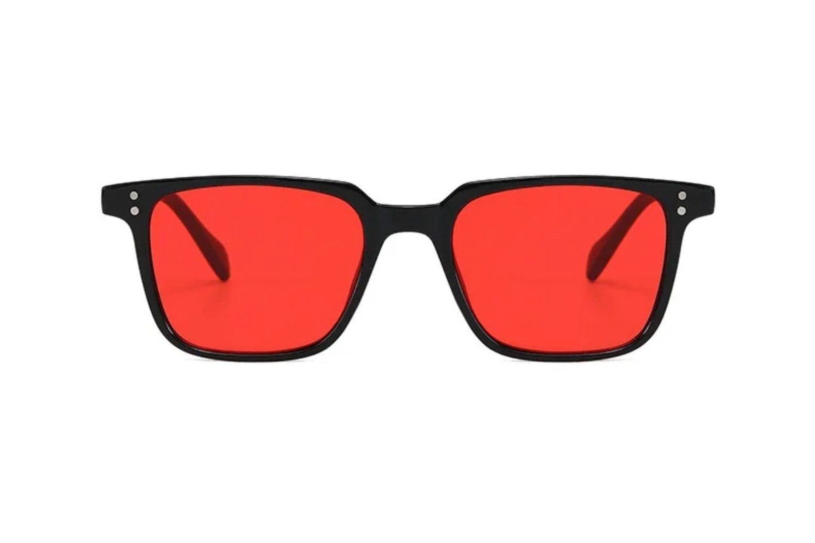 Rectangle Tony Stark Sunglasses Men Red Lens Brand Designer