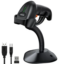 2d Wireless Barcode Scanner With Autosensing Standputting On Stand To Scan Autom