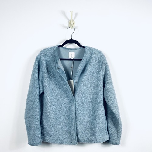 NWT Womens Joie Small Shacket Sherpa Jacket Teddy Blue Pockets Snap Down