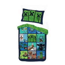 Minecraft Kids 2-Piece Twin/Full Reversible Comforter Set, Microfiber, Green