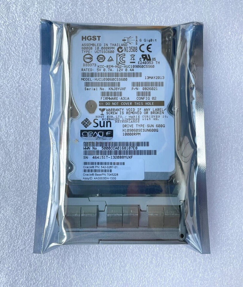 542-0287-01 7045228 HUC106060CSS600 SUN ORALCE 10K 600GB  6G 2.5" SAS HARD DRIVE - Image 2 of 4