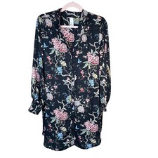 GP & J Baker X H&M Button Up Floral Shirt Womens Dress Black Long Sleeve US 12