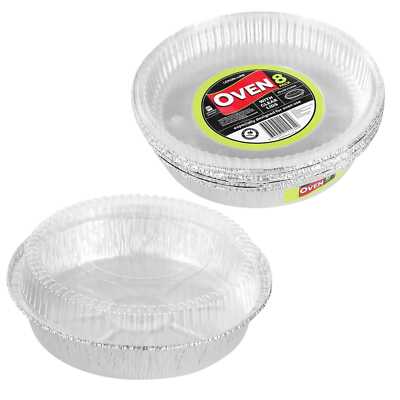 Round Foil Pie Cake Dinner Trays Pans with Clear Lids Catering