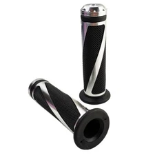 Motorcycle Handle Bar Grip Silver Scooter  21mm/24mm Left Right Handlebar Cover