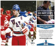 Mike Eruzione USA signed 1980 winter Olympics Hockey 8x10 photo Beckett proof,,,