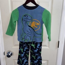 Jurassic World Boys Small 6 Pajama Set Top Bottom Blue Green