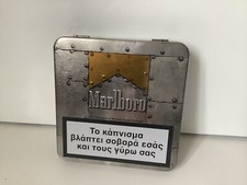 Marlboro Yellow Rare Metal Tobacco Cigarette Tin Armour Design Collectible