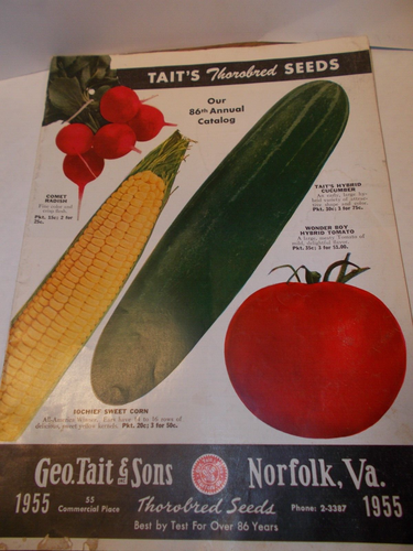 VTG.ORIG. 1955 TAIT'S THOROBRED SEEDS ~OUR 86th ANNUAL CATALOG~Norfolk Virginia+ - Picture 2 of 11