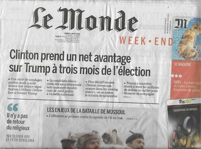 LE MONDE Nr. 22265 14.08.2016 Les Bleux bei den Olympischen Spielen Rio / Erdogan vs Gülen / L.Ferrari