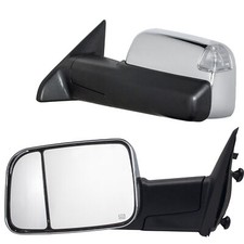 Pair Towing Mirrors For 2009-2018 Dodge Ram 1500 Power Heated Turn Signal Chrome