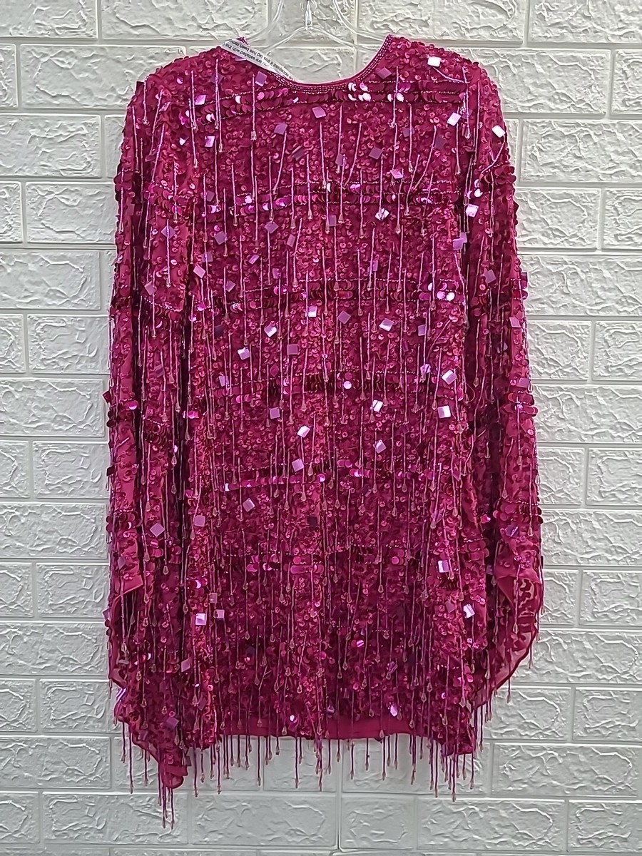 nasty gal beaded tassel dress New Flared Sleeve Slouch Mini Hot Pink Size 4 sizechart-mini-dress-with-sleeve-length Feel fierce in our NumberSea-A Line Lace Appliques Size:US 18/UK 20/EU 48